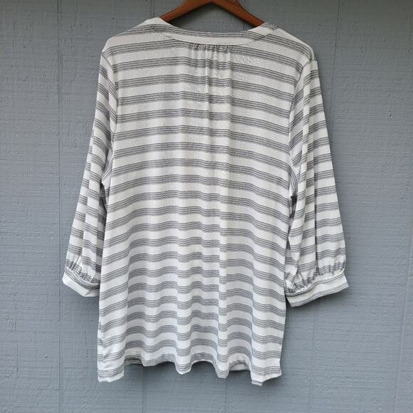 Lane Bryant Striped Button Front Top B/W NWT - Picture 7 of 11